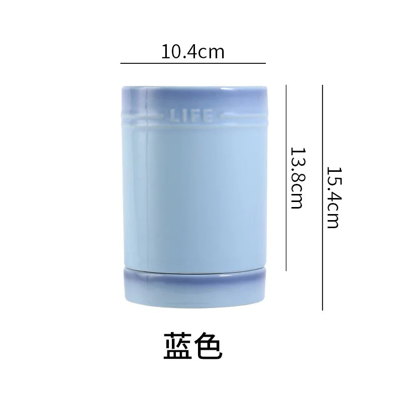 Porcelain Kitchen Utensil Holder for Countertop,Ceramic Storage Organizer for Knives Spoons and Forks,Cooking Tools Container
