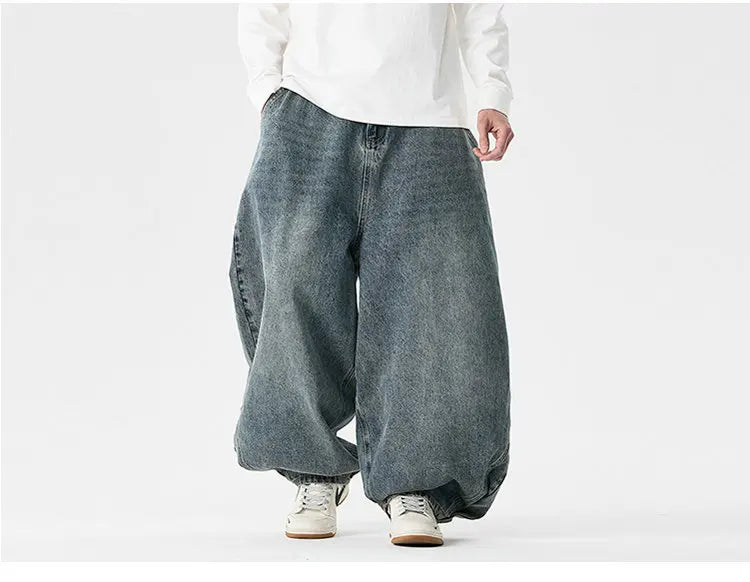 Streetwear Men Wide Leg Denim Pants Harajuku Baggy Jeans Male Casual Oversized Jean Trousers Men Fashion Large Size 5XL