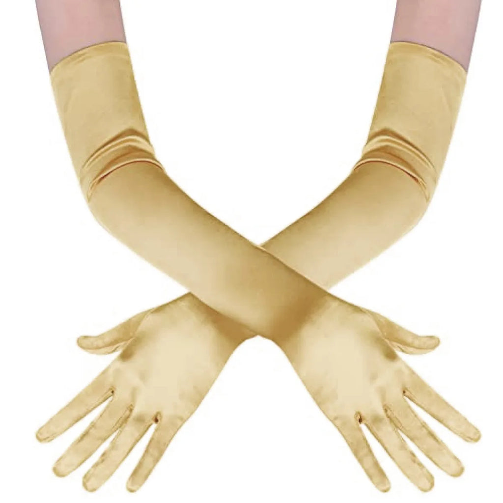 Women 55cm Solid Wedding Etiquette Evening Dress Opera/Elbow/Wrist Satin Stretch Long Gloves Retro Party Carnival Cosplay Gloves