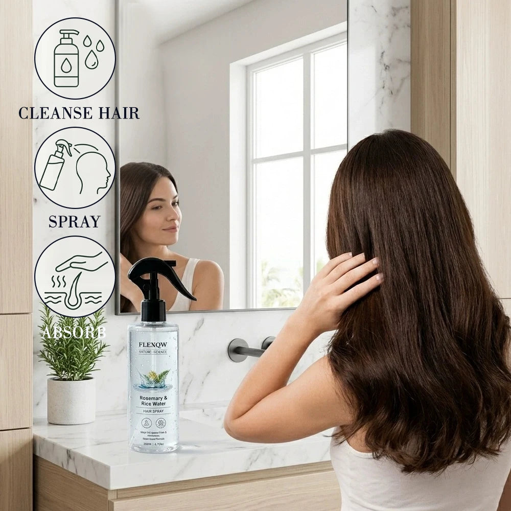 200ML Rosemary Rice Hair Care Spray, Rich in Rice and Rosemary Extract, Soft and Smooth Hair, Plump and Shiny Hair