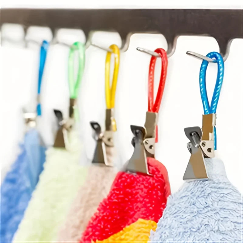Towel Hanging Clip, Colorful Metal Clip Hook Loop, Hand Towel Hanger, Clothes Hanger, Hanger Stand,Kitchen Bathroom Storage Rack