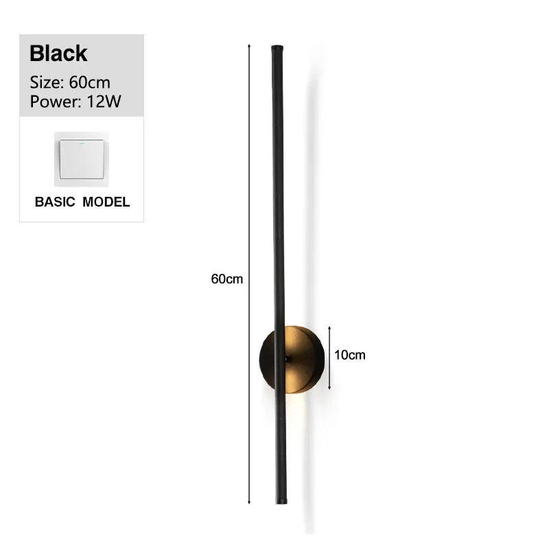 Nordic LED Wall Lights with Touch Dimmable Switch Black 40/55/60/80/100cm Interior LED Wall Lamps Wall Sconce Lighting Fixtures