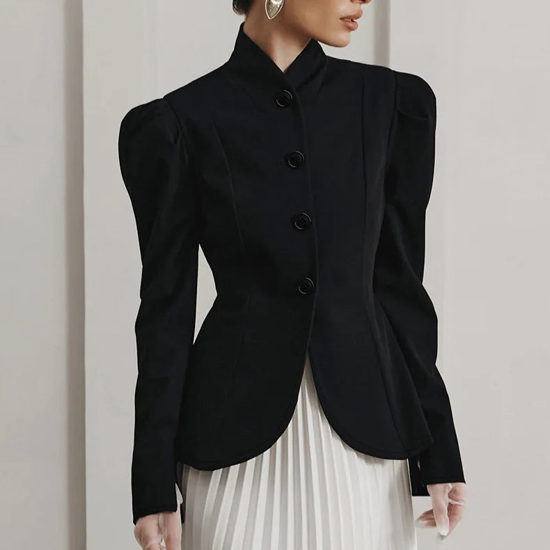 Elegant Lace Blazer Coat Women Fashion Office Lady Full Sleeve Single Breasted Jackets 2025 New Autumn Black Casual Slim Coats