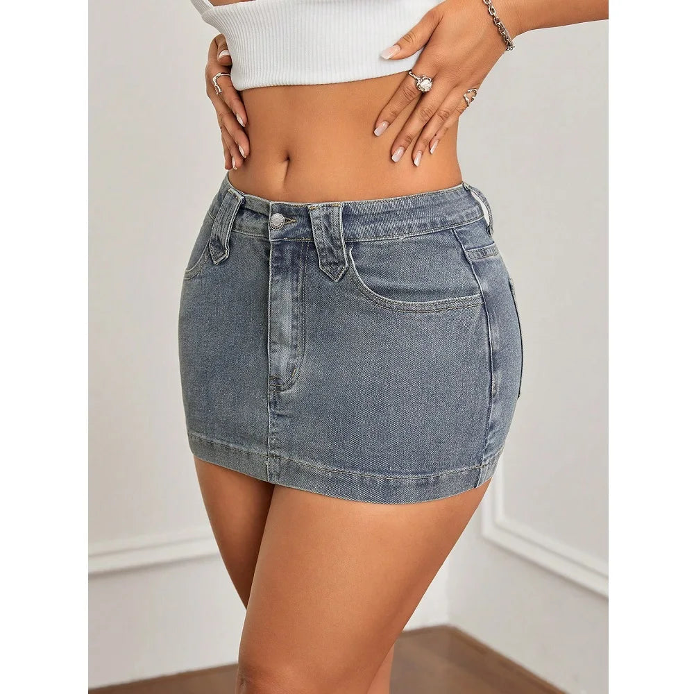 Women Summer Denim Skirts High Waist Slim Retro Bodycon Mini Jean Skirt