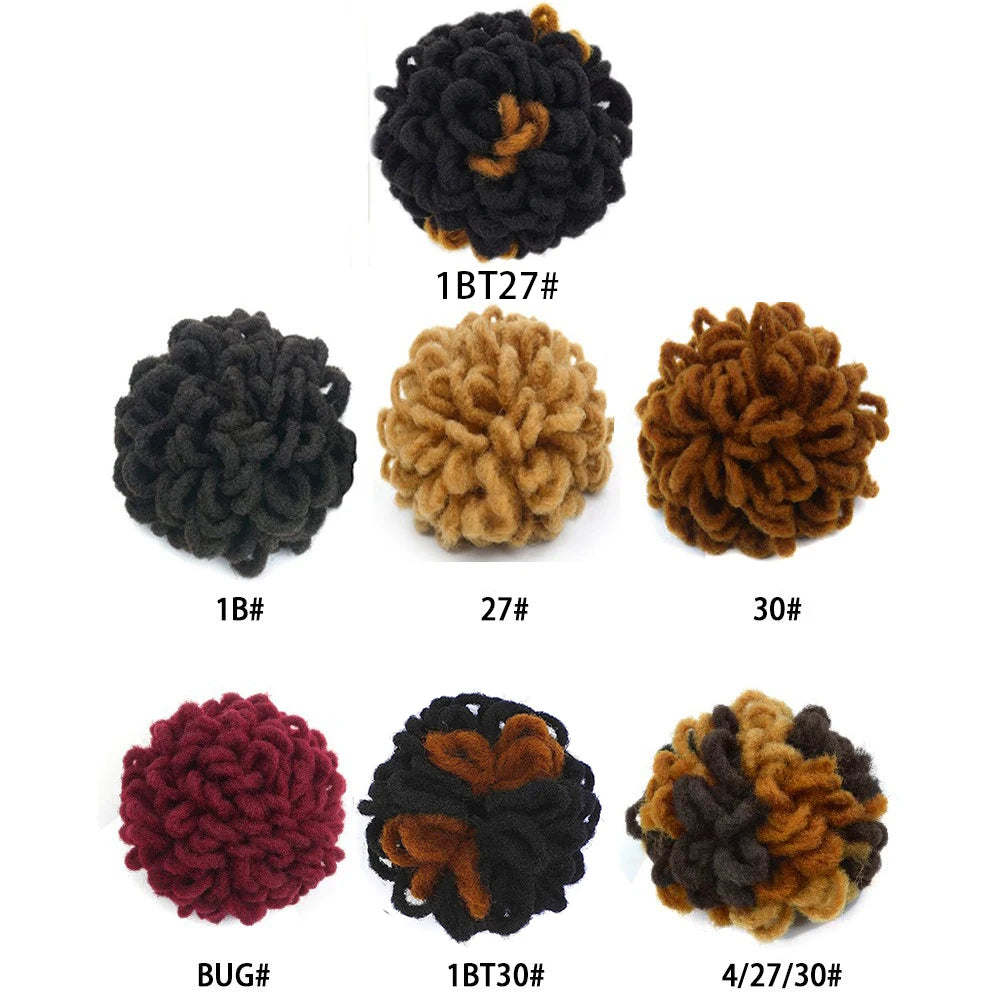 Synthetic DreadLock Afro Puff Hair Bun Drawstring Ponytail Faux Locs Clip In Chignon Hair Pieces for Women Party