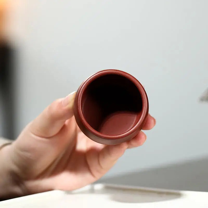 Yixing Purple Clay Travel Tea Bowl Handmade Master Teacup Lightweight for Hiking Camping Office Tea Drinking