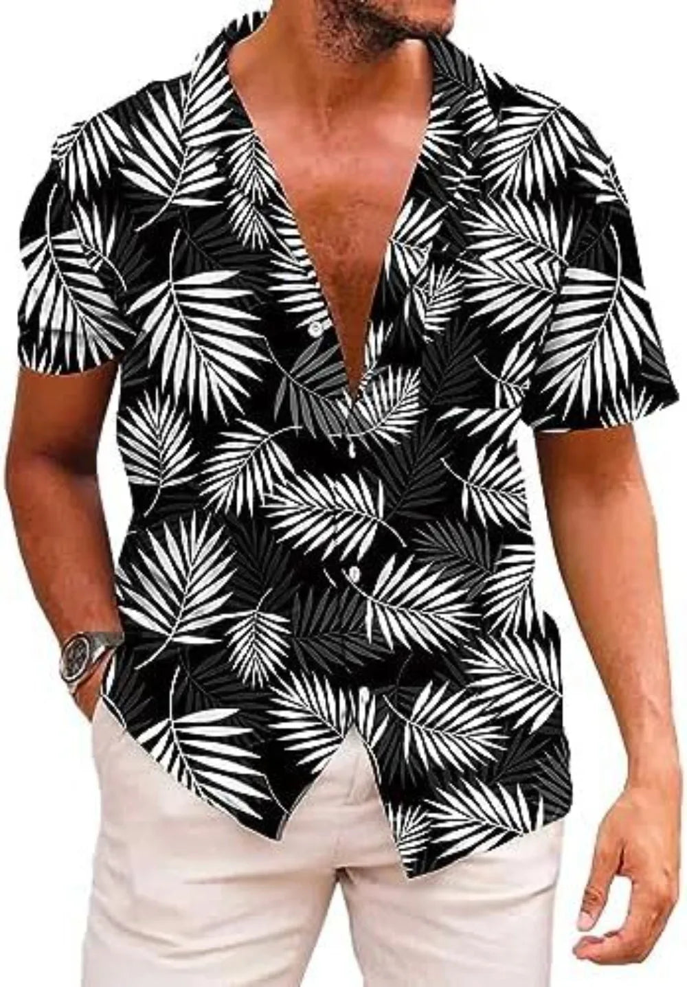 Summer Trendy Hawaiian Men's Palm Beach Shirt Tropical Vacation Clothing