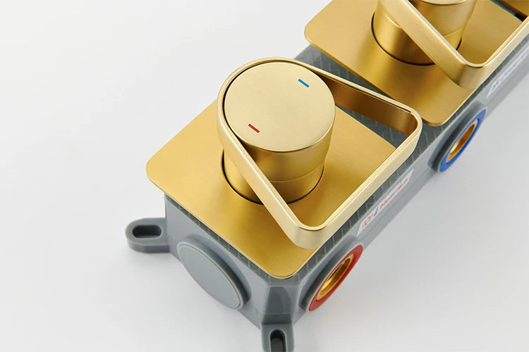 Brushed Gold Bathroom Shower Faucet Set 2 Way Rainfall Bathtub Mixer Hot Cold Water Mixed Tap ceiling arm Embedded Box