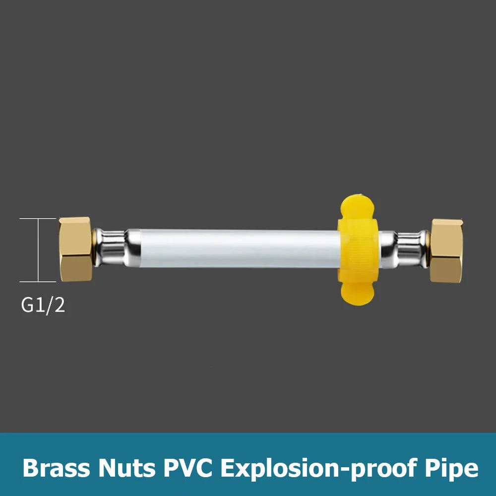 New 20-200cm PVC Water Inlet Hose G1/2" Plumbing Hose Bathroom Heater Hot and Cold Explosion Proof Connecting Pipe Household