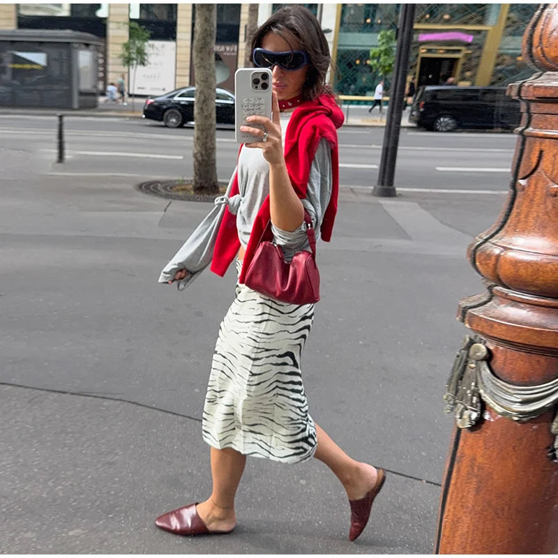 Fashion Zebra Print Women's Skirt High Waist Straight Loose Skirt Chic 2026 Spring Summer New Street Daily Wear Ladies Clothing