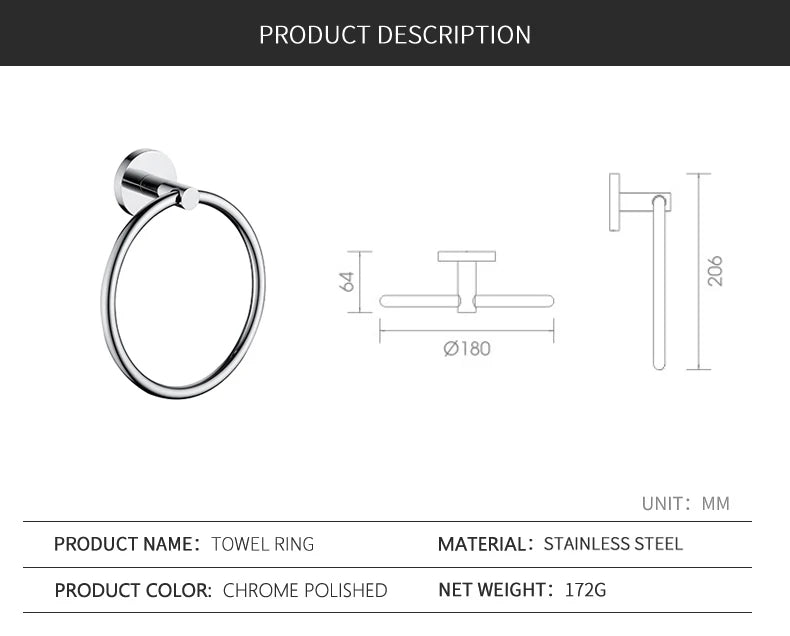 Bathroom Accessories Towel Rack Shelf Paper Holder Stainless Steel Toilet Brush Holder Hand Towel Ring Robe Hook Hanger Chrome
