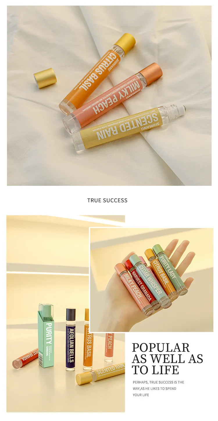 Floral Roll-On Perfume for Women & Men Long Lasting Light Fragrance Popular Scent for Young Girls Students Portable 10ml Parfum