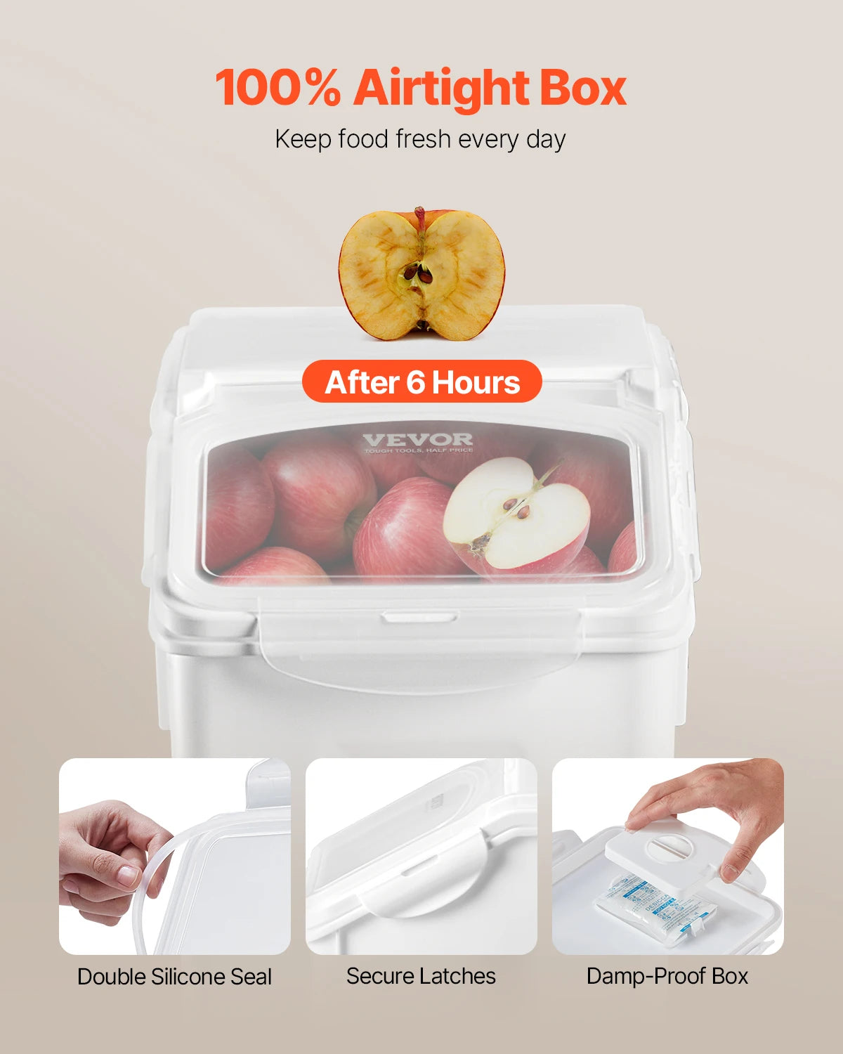 VEVOR 4pcs Rice Storage Container Large Dog Food Dispenser Bin, Kitchen Ingredient Grain Cereal Bin Pet food Containers