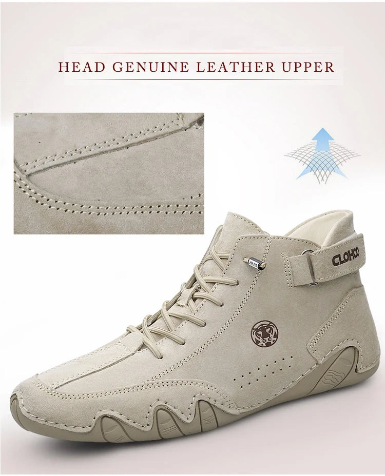 CLOHOO Men's Casual Ankle Boots Lace Up Walking Lightweight Comfortable Sneakers Motorcycle Outdoor Winter Warm Fashion Shoes