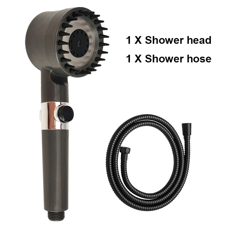 High Pressure Shower Head 3 Mode Adjustable Showers with Massage Brush Saving Water Filter SPA Showerhead Bathroom Accessories