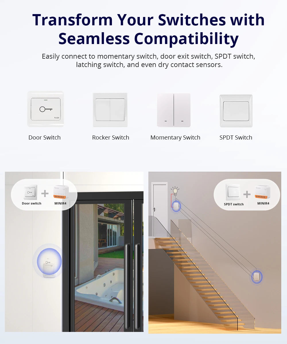 SONOFF Mini R4 Extreme Wifi Smart Switch External Switch Control Detach Relay Smart Home DIY Light Switch Via EWelink APP Alexa