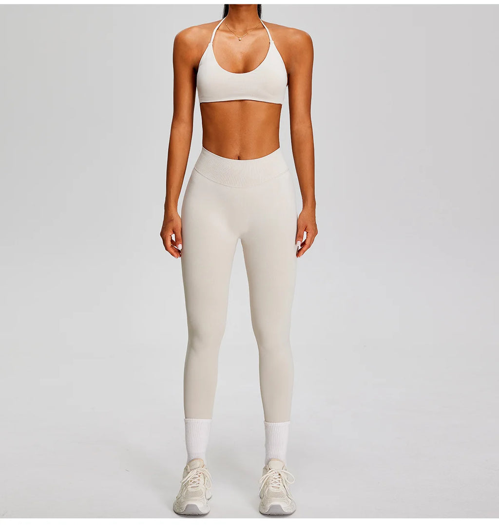PMW Women Seamless Yoga Set Outdoor Cycling Running Sports Set High Elasticity Lifting Buttocks Quick-Drying Yoga Clothes