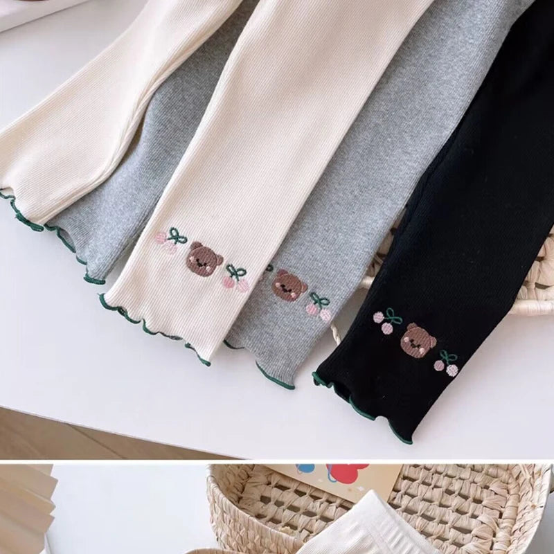1pcs Girl Spring Summer Cartoon Leggings Children Thin Sweatpant Child Casual Pants Kid Autumn Toddler Skinny Cropped Trouser