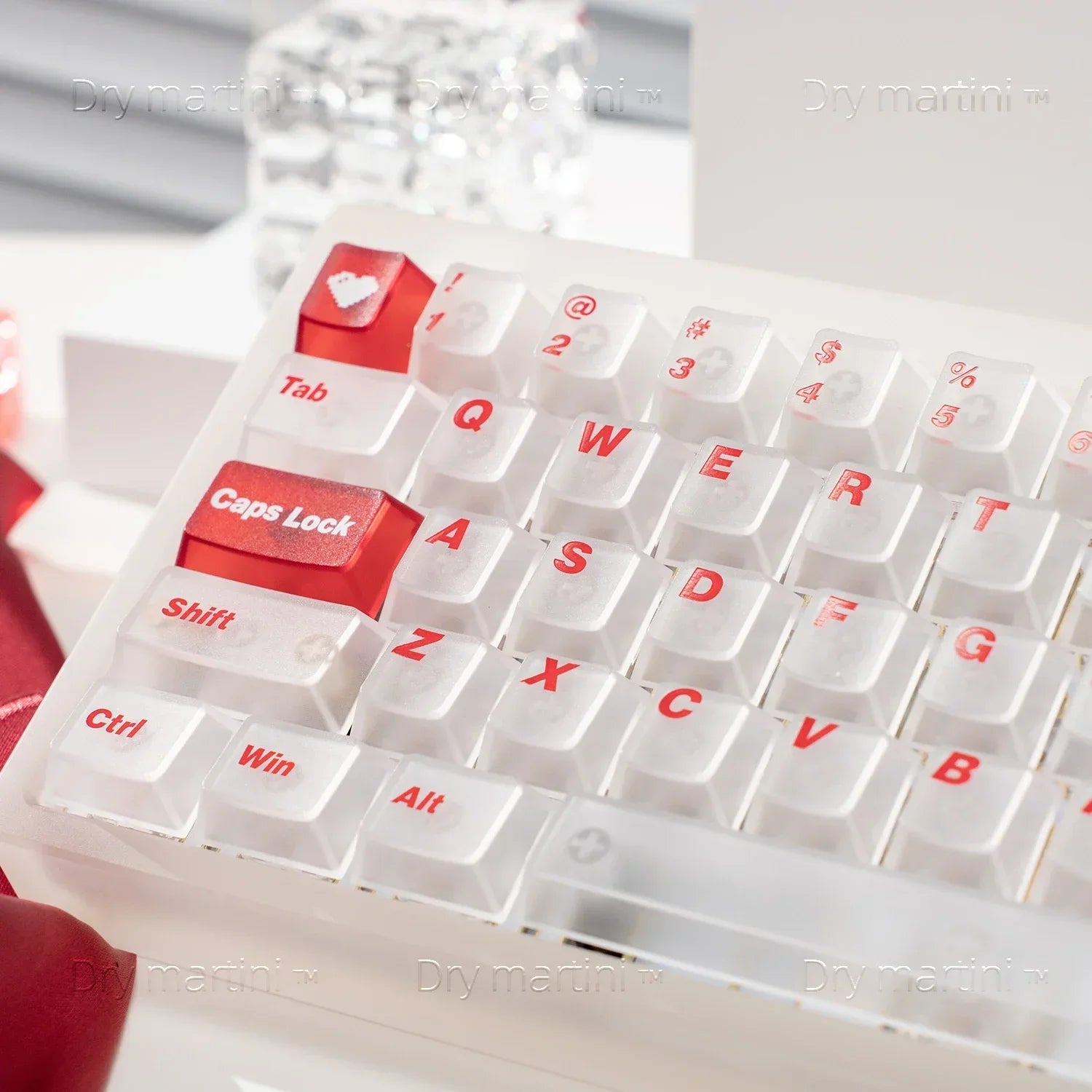 White Frog Korean Keycap Mist Pc Transparent Light Cherry 154/131 Key2.25/2.75/7U Space Bar Retro Red L Shape Enter Key Keycaps