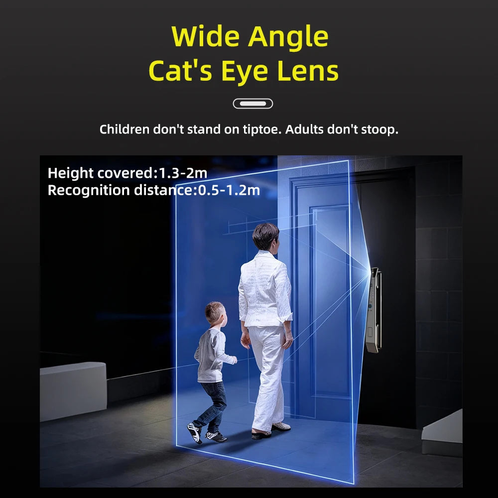 3D Face Recognition Fingerprint Password Smart Door Lock with  Remote Unlocking Wishome APP  Smart Lock Electronic door lock