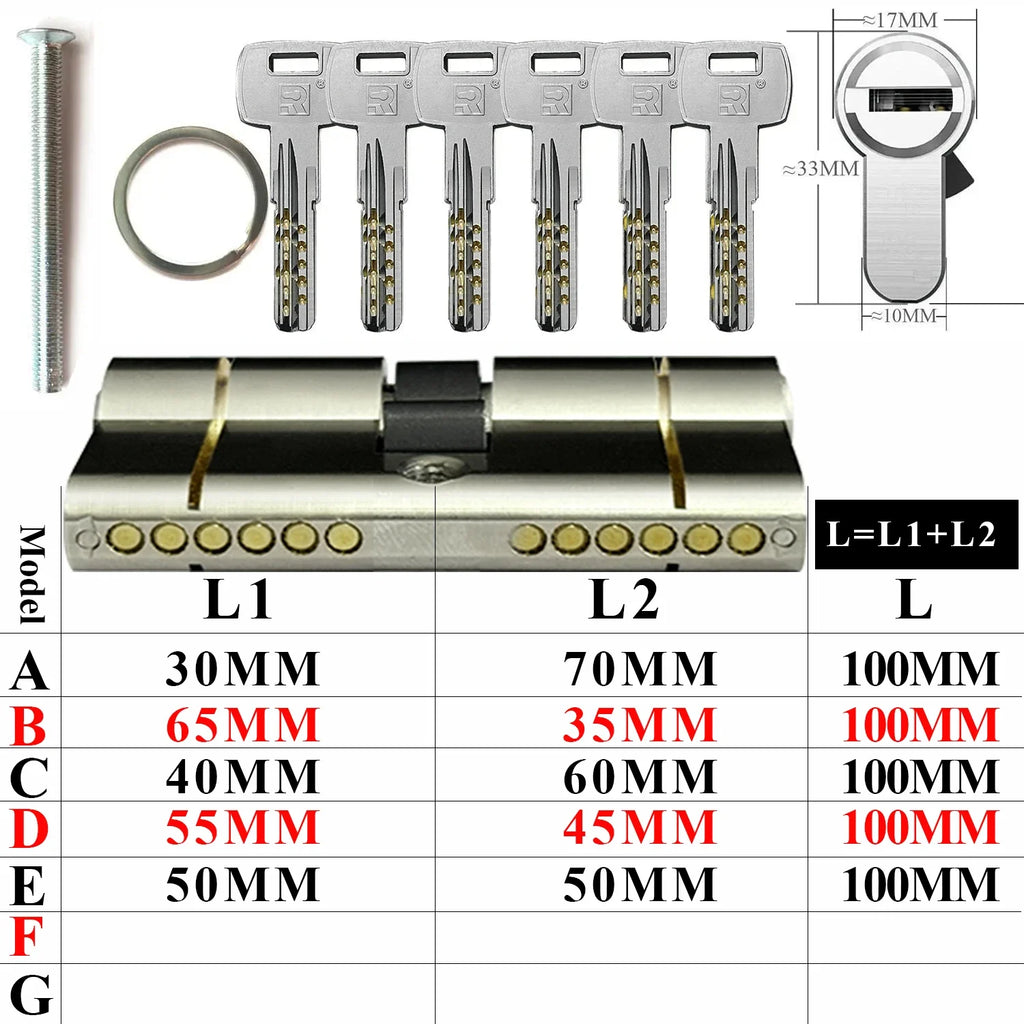 Customize the same key to open all cylinder doors European standard high quality Door lock 11-pin anti-theft lock cylinder