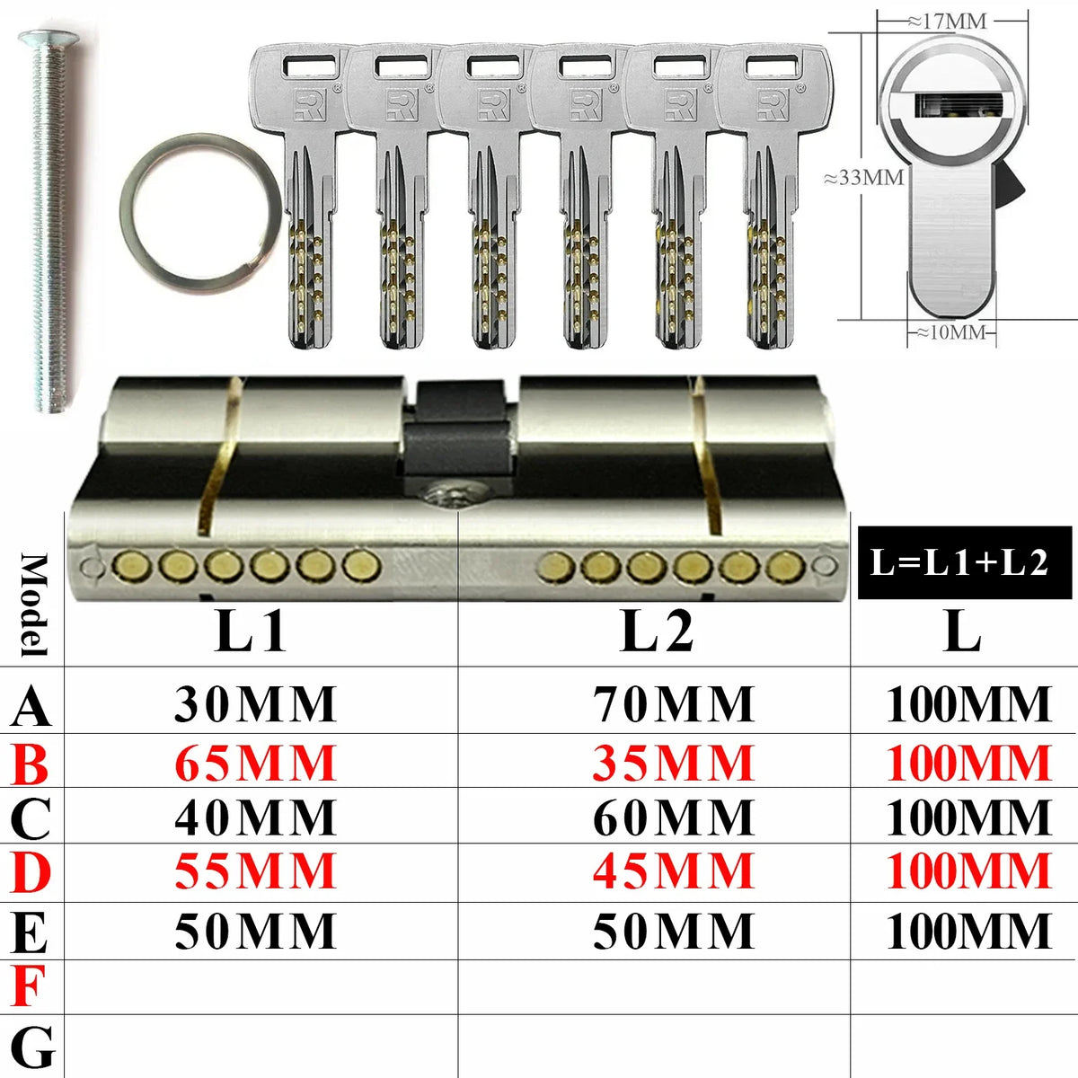 Customize the same key to open all cylinder doors European standard high quality Door lock 11-pin anti-theft lock cylinder