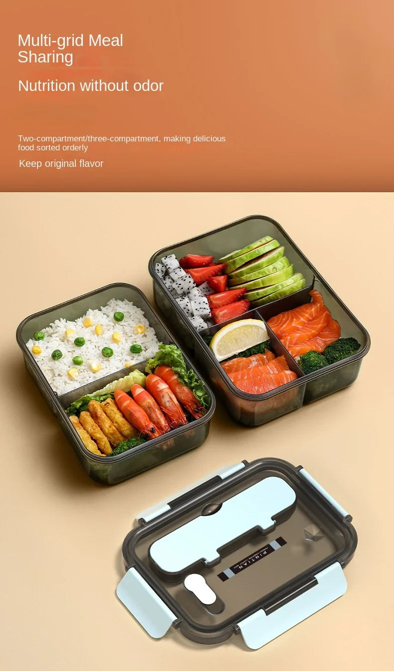 Transparent Lunch Box for Kids Food Storage Container with Lids Leak-Proof Microwave Food Warmer Snacks Bento Box Japanese Style