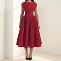 Summer French Pure Lust Fashion Dress Women's Temperament Elegant Solid Color Waist Slim High Waist Sleeveless Back Hollow Dress