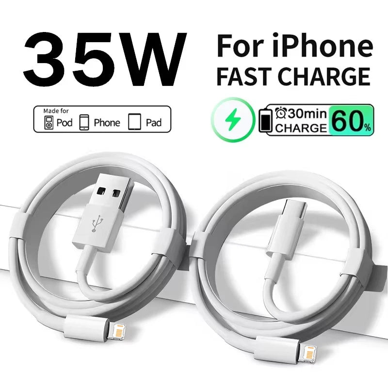 35W PD Fast Charging USB C Cable For iPhone 6 6S 7 8 14 Plus 11 12 13 14 Pro Max X XR XS Max SE Quick Charge USB Data Sync Cable