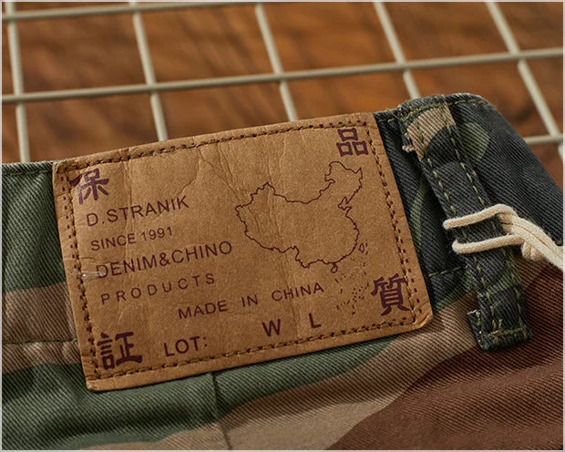 Summer New Camouflage Workwear Shorts Loose Men's Fashion Brand American Retro Casual Multi-Pocket Shorts Polyester Fiber