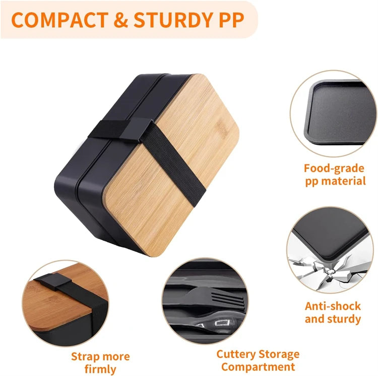 Stackable Bento Box with Utensils 1200ML All-in-One Meal Prep Compartment Lunch Containers Leak Resistant Lunch Box JT440
