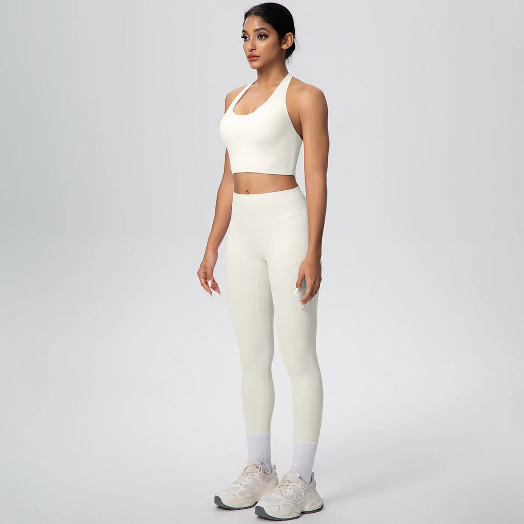 2PCS/set Yoga Set for Woman's Sexy Backless Halter Bra Sports Top Quick Drying Legging Summer Gym Fitness Pants Yoga Set
