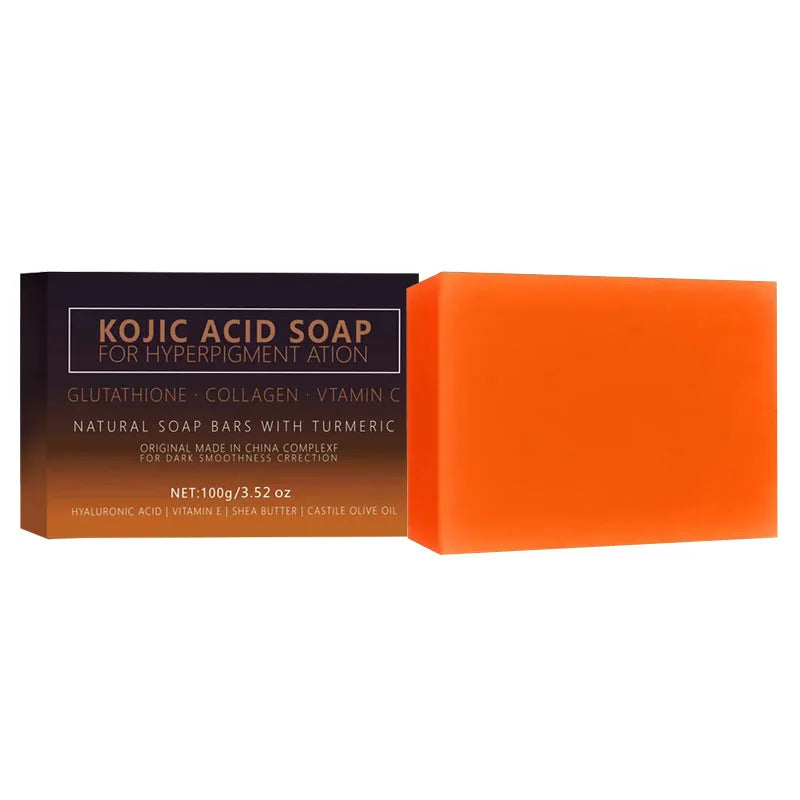 Kojic Acid Soap Turmeric Vitamin C Retinol Shea Butter Olive Oil Hyaluronic Acid Daily Facial Body Cleansing Natural Soap Bar