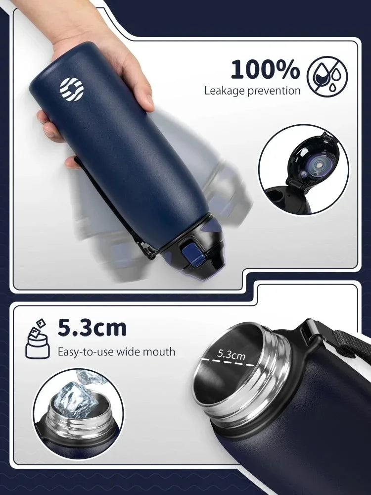 FEIJIAN 600/800/1000ml Travel Water Bottles Vacuum Sports Bottle Warm and Cold Drink Stainless Steel Vacuum Flask Portable