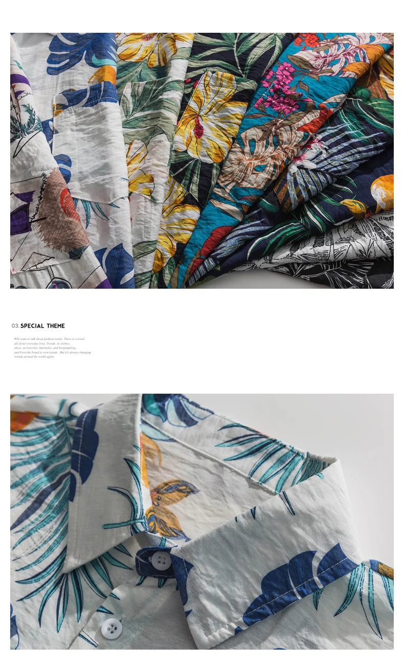 Legible Summer Casual Short Sleeve Shirts Men Floral Shirts Male Flower Loose Hawaiian Shirts Man