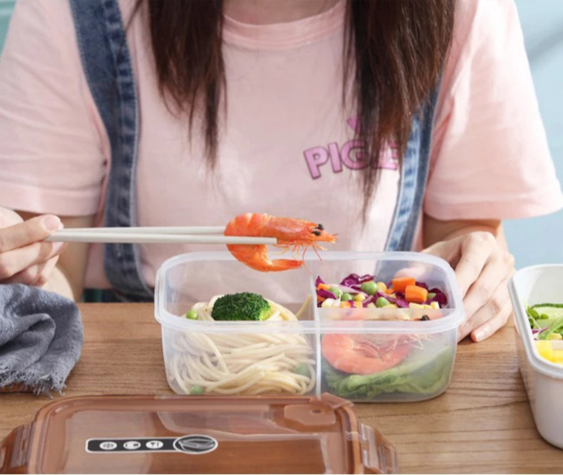 Microwavable Plastic Crisper Lunch Box Multi-compartment Bento Box Portable Food Storage Containers Office Student LeakProof Box