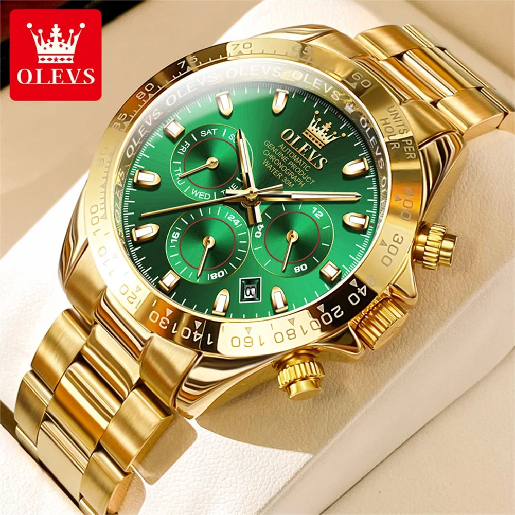 OLEVS 6638 Men Watch Classic Multifunctional Dial Waterproof Luminous Watches Fully Automatic Mechanical Male Wristwatch