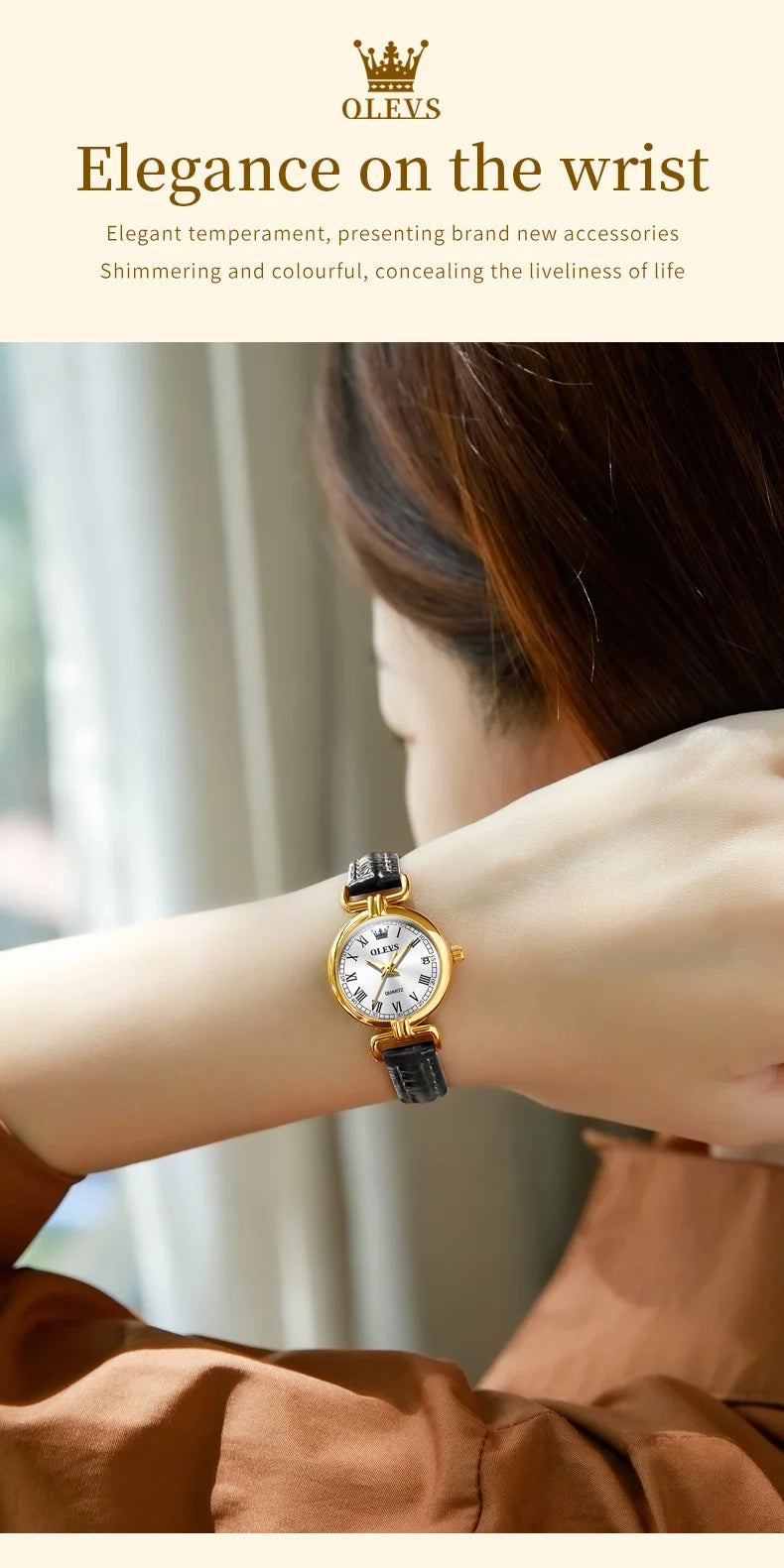 OLEVS 5645 New Women Watches Elegant Original Date Quartz Wristwatch Waterproof Luminous Watches For Woman Leather Strap Watch