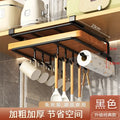Kitchen Hanging Organizer Rack with Hooks Under Cupboard Paper Towel Rags Hanger Cutting Board Pot Cover Holder Storage Shelf