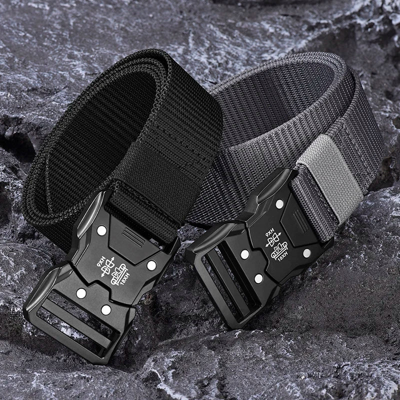 Genuine Tactical Belt Black Quick Release Outdoor Men's Belt Buckle Quick Release Elastic Belt Sport Nylon Braided Belts for Men