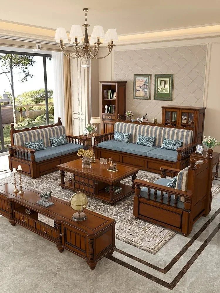 Solid wood sofa living room concubine combination small apartment dual-purpose storage