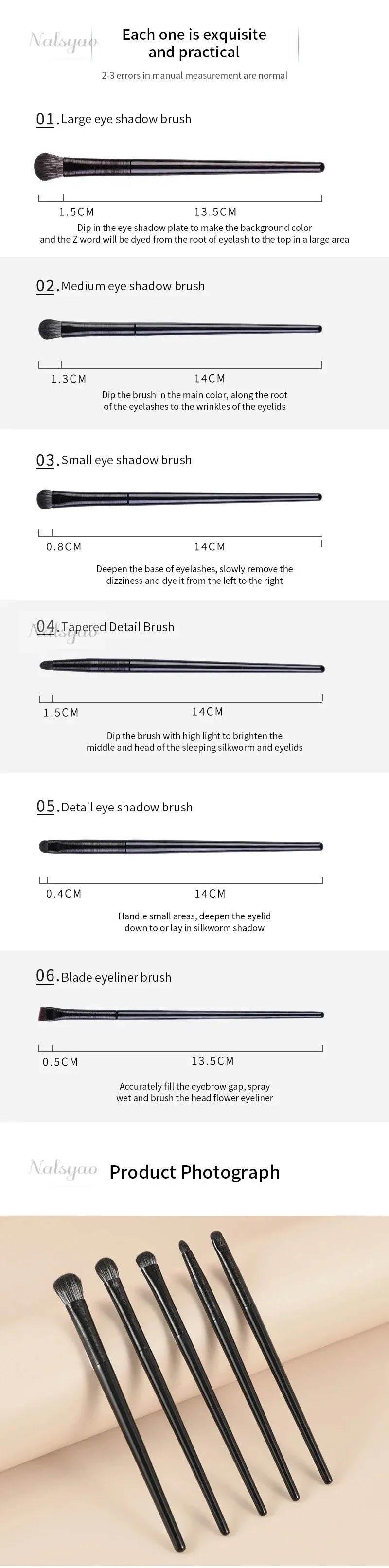 Makeup Brushes Set for Eyes – Natural Eyeshadow, Eyebrow, Contour, Eyeliner & Detail Blending Tools