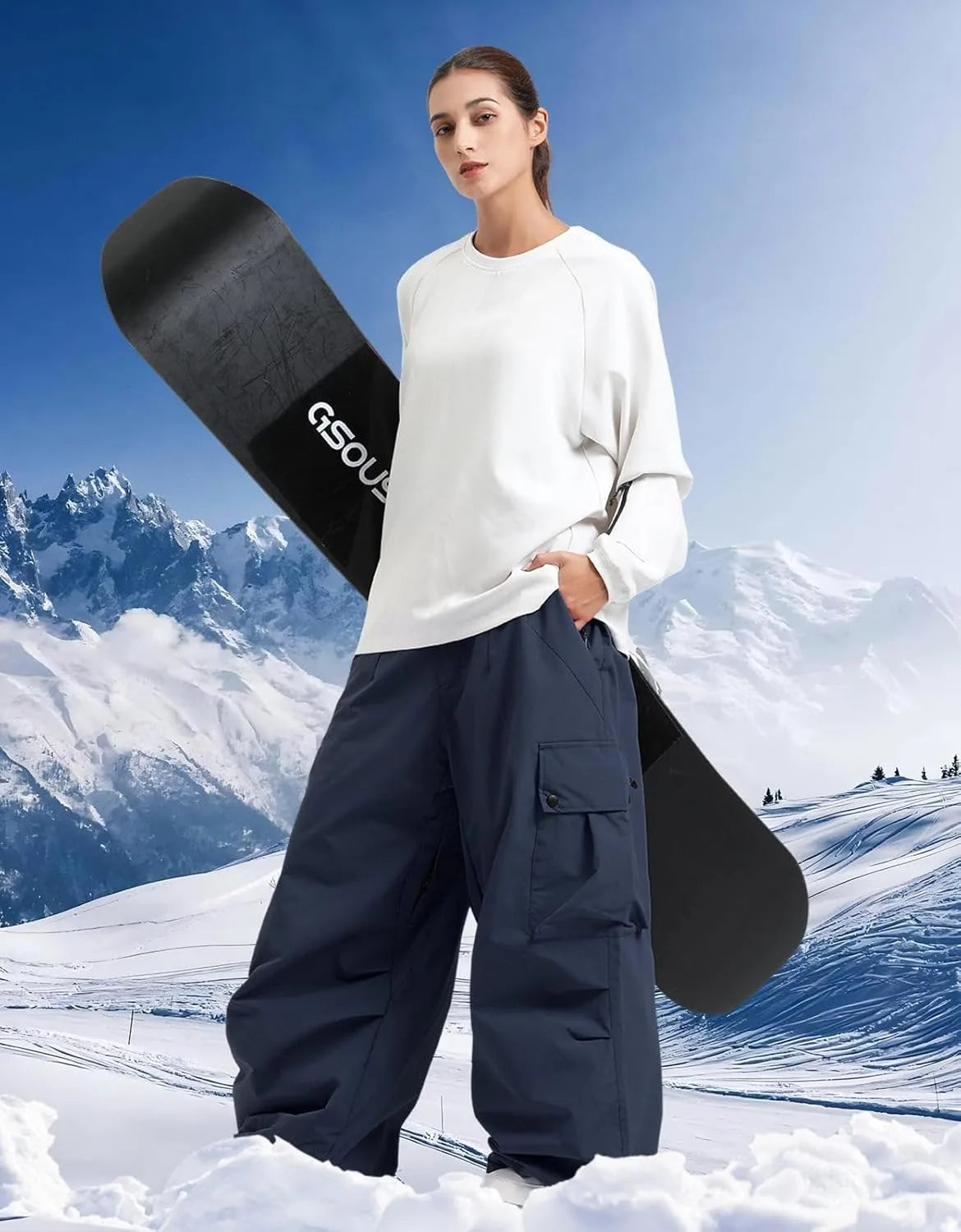 GSOU SNOW 2025 Loose Skiing Pants Snowboard Sport Trousers Outdoor Waterproof Windproof Ski Wear Winter Warm Female Ski Britches
