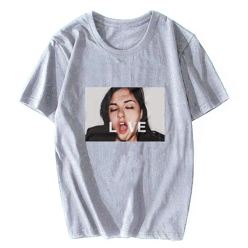 Mens Short Sleeve Grey T-Shirt Sasha Love Top  Hot Sale New Fashion Brand O-Neck Oversize Style Funny T Shirt