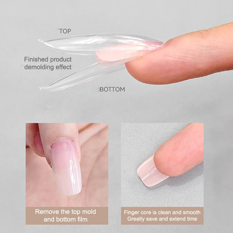 Sandwich Dual Nail Forms 60pcs 15Size Quick Extensions-Dual Forms T-shaped Ellipse Manicure Forms Top Mold Bottom Mold 3D