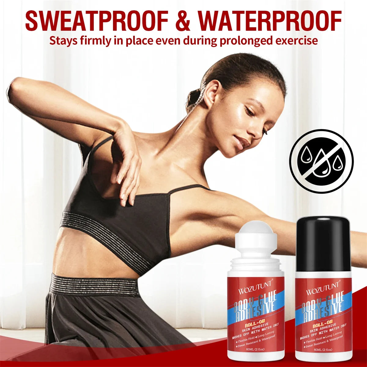 Anti-Slip Glue Roll On Skin Adhesive，Anti-exposure Bra Non-slip Fixed Long-lasting Hold, Easy To Use Products for Women Clothing