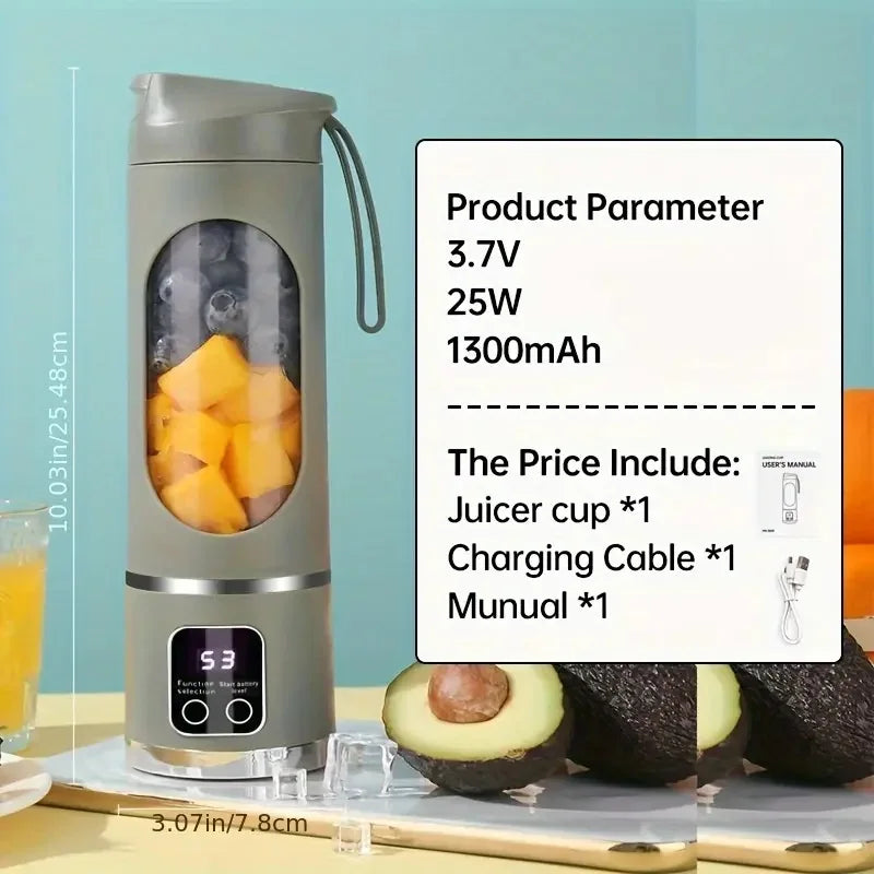 Portable juicer, handheld blender, USB charging juice maker, suitable for making smoothies, milkshakes, and fruit juices