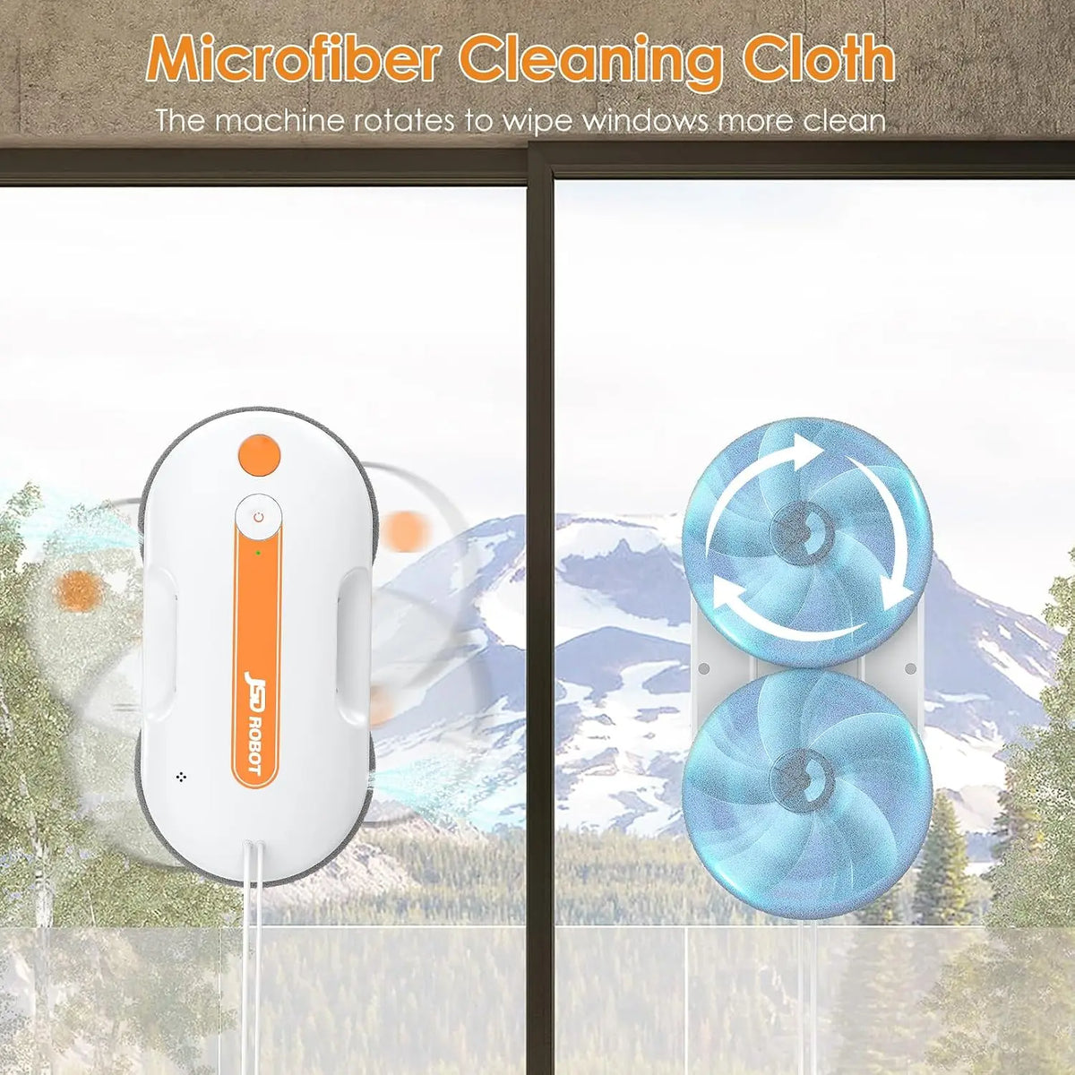 Lite Window Cleaning Robot,5300Pa Window Cleaner Robot with Pressured Wiping Dual Water Spray Close to the Border Wipe Edge