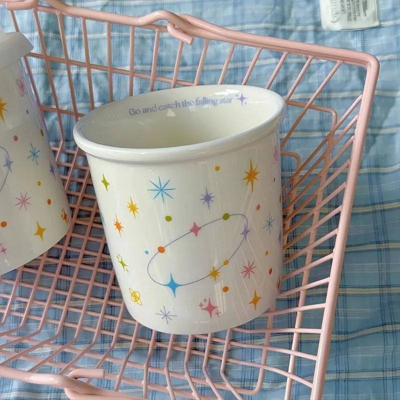Ceramic Cup Breakfast Milk Cup Tea Hot Drinks Cold Drinks Light Luxury Minimalist Niche High-end Appearance Mug