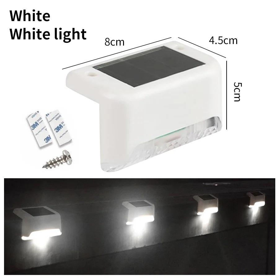 LED Solar Staircase Light Waterproof Passage Patio Courtyard Guardrail Step Lamp for Outdoor Garden Borders Terrace Fence Light